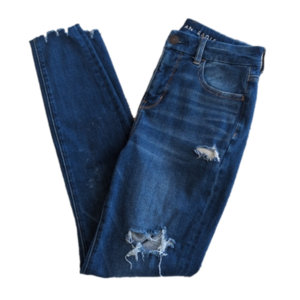 American Eagle Distressed Dark Wash Curvy Hi Rise Jegging Blue Jean Size 2